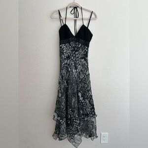 90s/2000s Laundry by Shelli Segal Silk Halter Handkerchief Dress